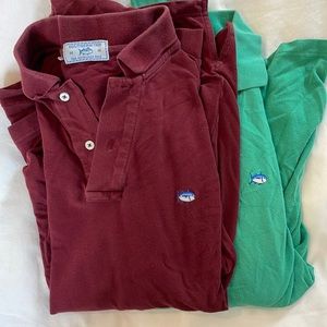 2 Holiday Men’s Size Medium Southern Tide long sleeve collared shirts.